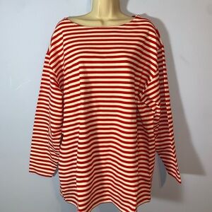 Victoria's Secret country vintage Red and White Striped boat neckLong Sleeve T L